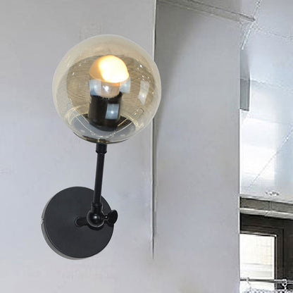 Scandinavian Bean Round Iron Glass 1-Light Wall Sconce Lamp