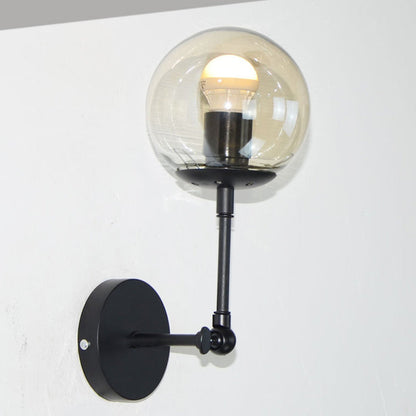 Scandinavian Bean Round Iron Glass 1-Light Wall Sconce Lamp