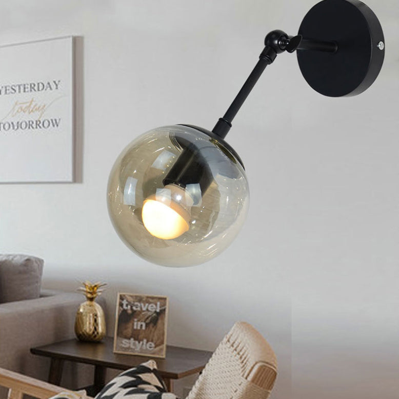 Scandinavian Bean Round Iron Glass 1-Light Wall Sconce Lamp