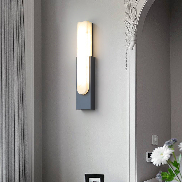 Scandinavian Hardware Faux Marble LED Wall Sconce Lamp