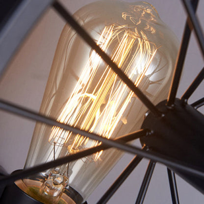 Industrial Wheel Round Iron 1-Light Wall Sconce Lamp