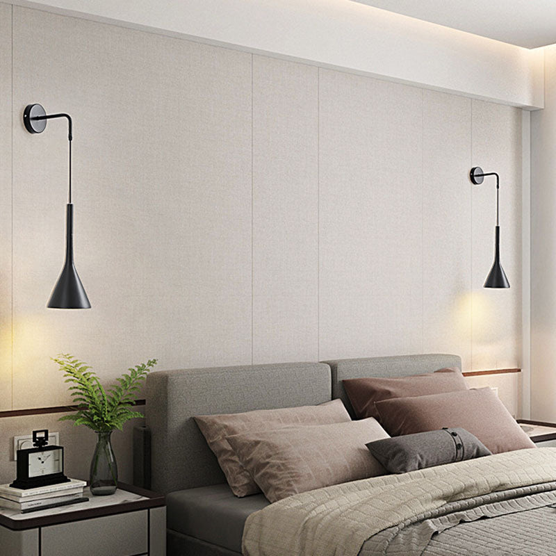 Modern Minimalist Round Cone Iron 1-Light Wall Sconce Lamp