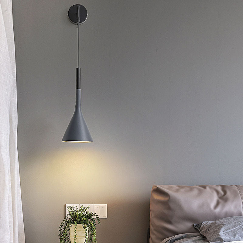 Modern Minimalist Round Cone Iron 1-Light Wall Sconce Lamp