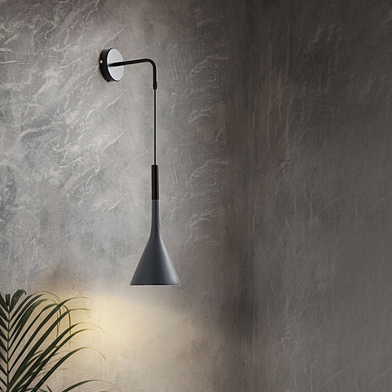 Modern Minimalist Round Cone Iron 1-Light Wall Sconce Lamp