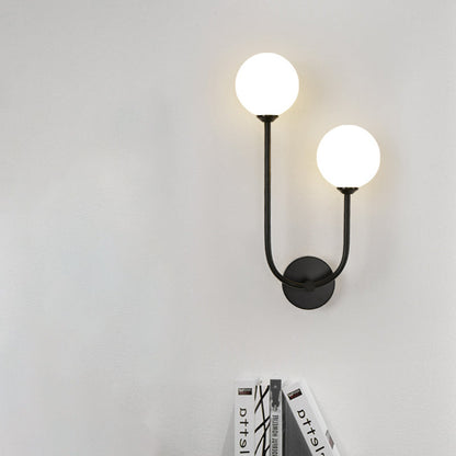 Minimalist Round Orb Iron Glass 2-Light Wall Sconce Lamp