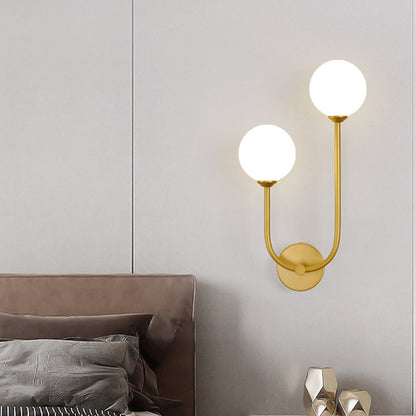 Minimalist Round Orb Iron Glass 2-Light Wall Sconce Lamp
