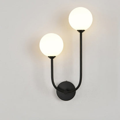 Minimalist Round Orb Iron Glass 2-Light Wall Sconce Lamp