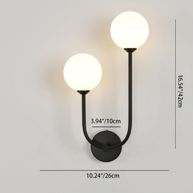 Minimalist Round Orb Iron Glass 2-Light Wall Sconce Lamp