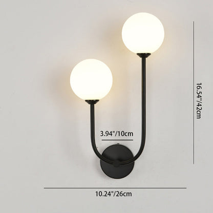Minimalist Round Orb Iron Glass 2-Light Wall Sconce Lamp