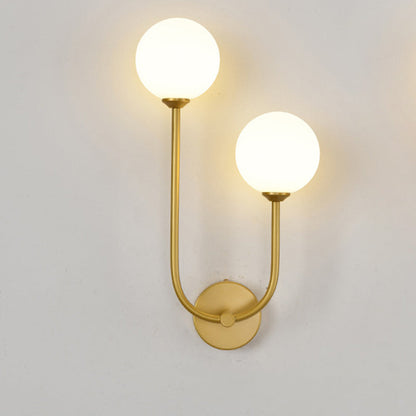 Minimalist Round Orb Iron Glass 2-Light Wall Sconce Lamp