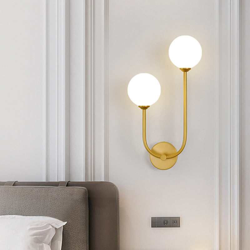 Minimalist Round Orb Iron Glass 2-Light Wall Sconce Lamp