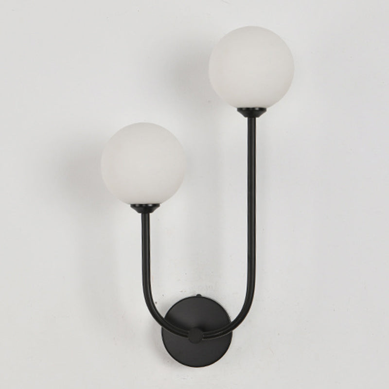 Minimalist Round Orb Iron Glass 2-Light Wall Sconce Lamp