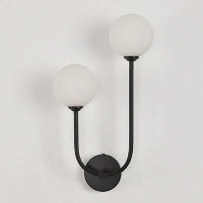 Minimalist Round Orb Iron Glass 2-Light Wall Sconce Lamp