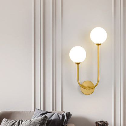 Minimalist Round Orb Iron Glass 2-Light Wall Sconce Lamp