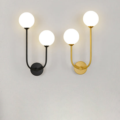 Minimalist Round Orb Iron Glass 2-Light Wall Sconce Lamp
