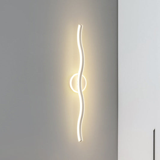Minimalist Wave Linear Iron Aluminum LED Wall Sconce Lamp