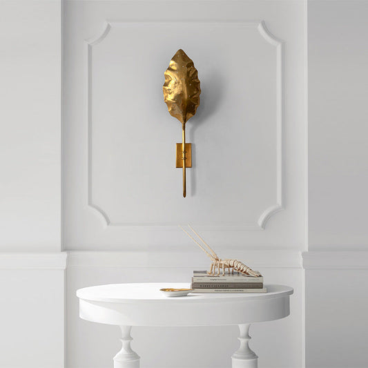 Creative Leaf Shape Copper 1-Light Wall Sconce Lamp