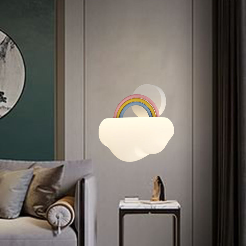 Creative Cream Rainbow Clouds PE Iron LED Wall Sconce Lamp