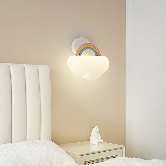 Creative Cream Rainbow Clouds PE Iron LED Wall Sconce Lamp
