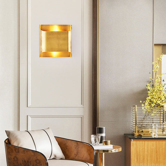 Modern Minimalist Square Copper 2-Light Wall Sconce Lamp
