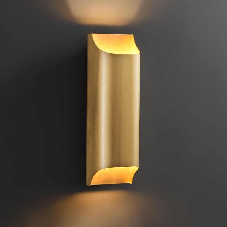 Minimalist Rectangular Copper 2-Light Wall Sconce Lamp