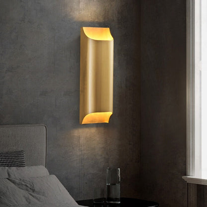 Minimalist Rectangular Copper 2-Light Wall Sconce Lamp
