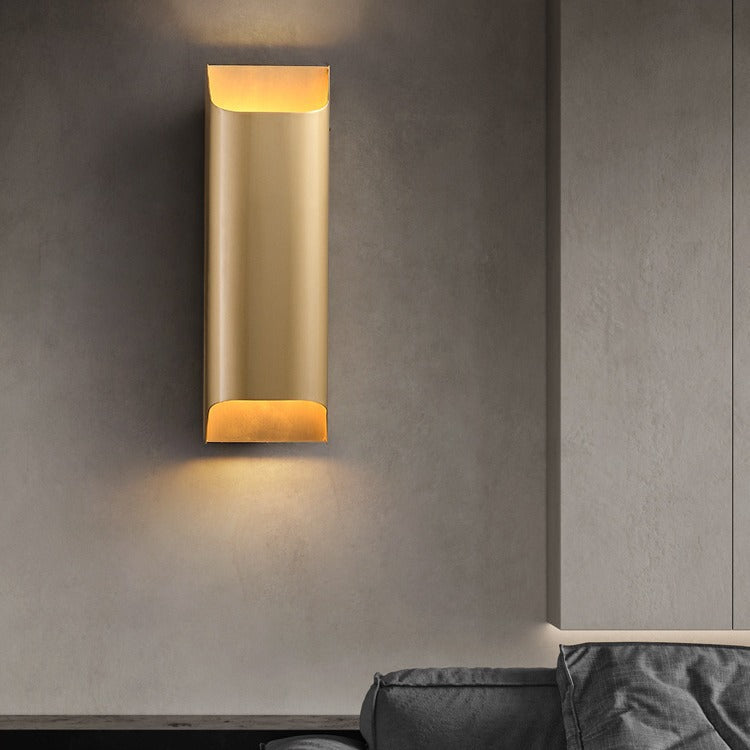 Minimalist Rectangular Copper 2-Light Wall Sconce Lamp