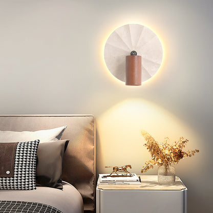 Scandinavian Travertine Wood 1-Light Wall Sconce Lamp