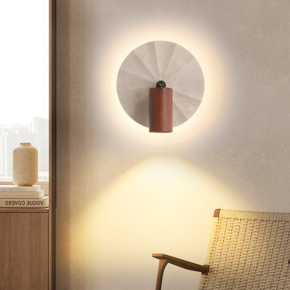 Scandinavian Travertine Wood 1-Light Wall Sconce Lamp