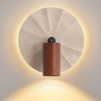Scandinavian Travertine Wood 1-Light Wall Sconce Lamp