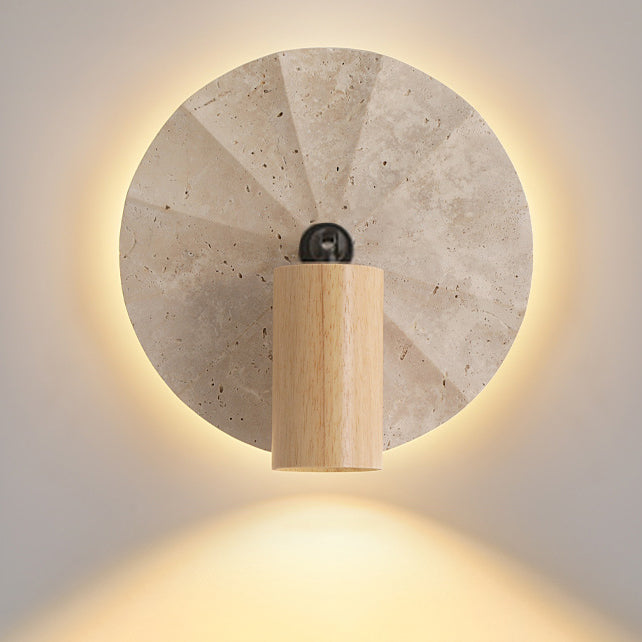 Scandinavian Travertine Wood 1-Light Wall Sconce Lamp