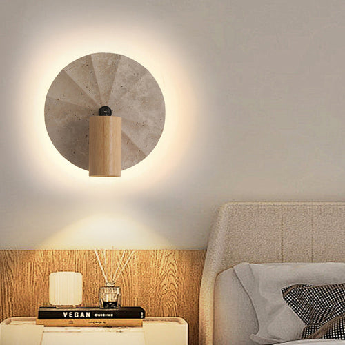 Scandinavian Travertine Wood 1-Light Wall Sconce Lamp