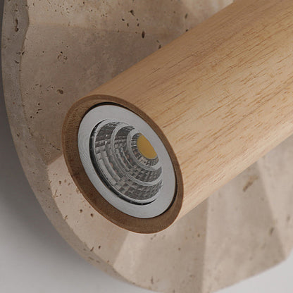 Scandinavian Travertine Wood 1-Light Wall Sconce Lamp