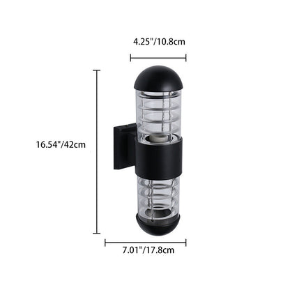 Waterproof Aluminum Glass 2-Light Wall Sconce Lamp
