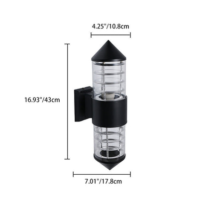 Waterproof Aluminum Glass 2-Light Wall Sconce Lamp