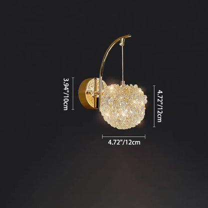 Hydrangea Orb Hardware Crystal 1-Light Wall Sconce Lamp