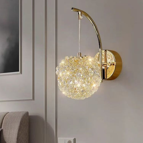 Hydrangea Orb Hardware Crystal 1-Light Wall Sconce Lamp