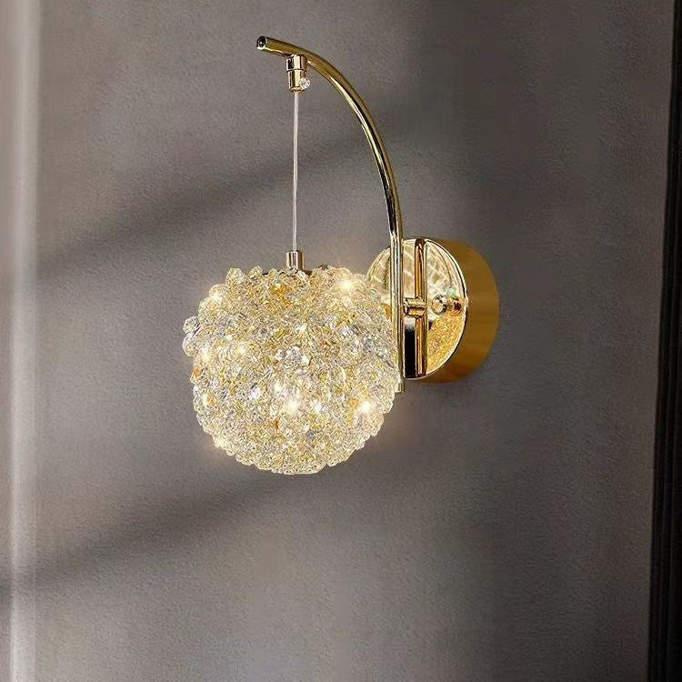 Hydrangea Orb Hardware Crystal 1-Light Wall Sconce Lamp