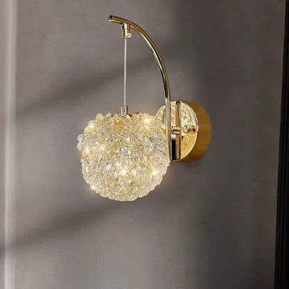Hydrangea Orb Hardware Crystal 1-Light Wall Sconce Lamp