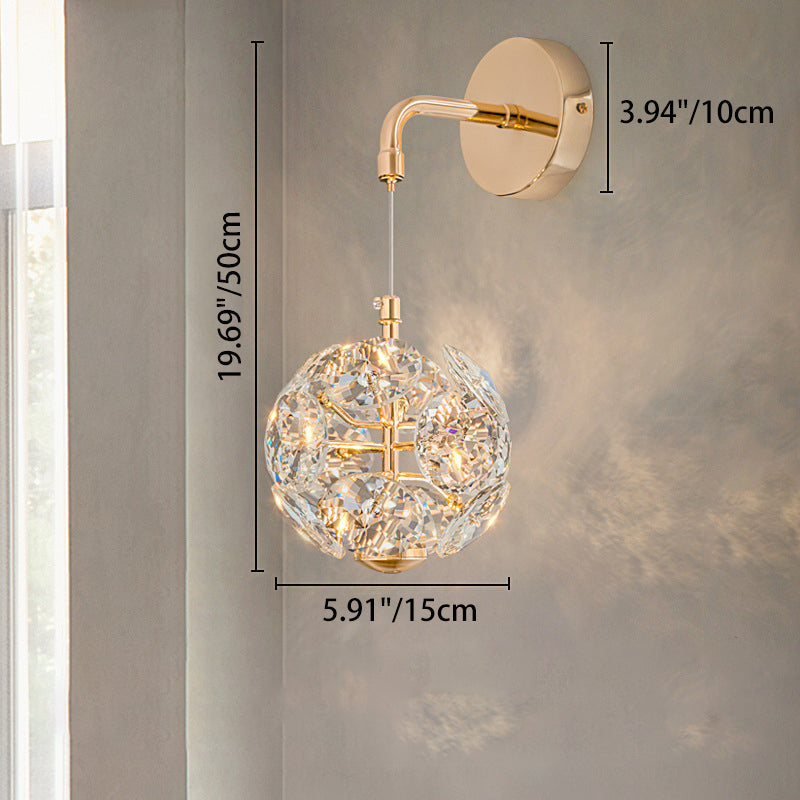 Dandelion Round Orb Hardware Crystal LED Wall Sconce Lamp
