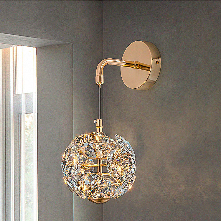 Dandelion Round Orb Hardware Crystal LED Wall Sconce Lamp