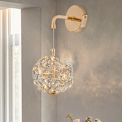 Dandelion Round Orb Hardware Crystal LED Wall Sconce Lamp