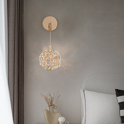 Dandelion Round Orb Hardware Crystal LED Wall Sconce Lamp