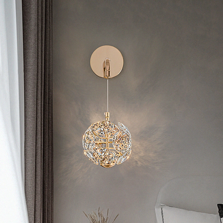Dandelion Round Orb Hardware Crystal LED Wall Sconce Lamp