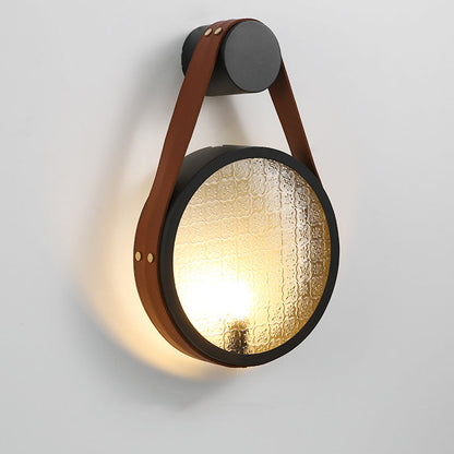 Japanese Shape Round Iron Glass 1-Light Wall Sconce Lamp