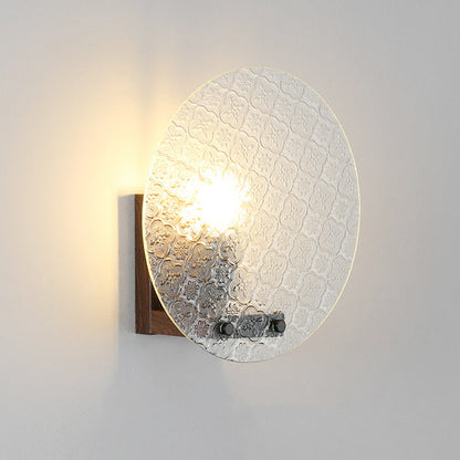 Japanese Shape Round Iron Glass 1-Light Wall Sconce Lamp