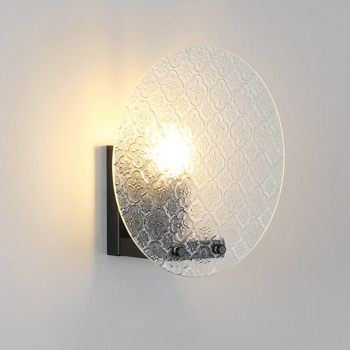 Japanese Shape Round Iron Glass 1-Light Wall Sconce Lamp