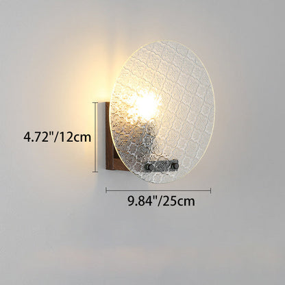 Japanese Shape Round Iron Glass 1-Light Wall Sconce Lamp