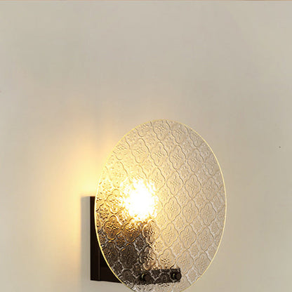 Japanese Shape Round Iron Glass 1-Light Wall Sconce Lamp