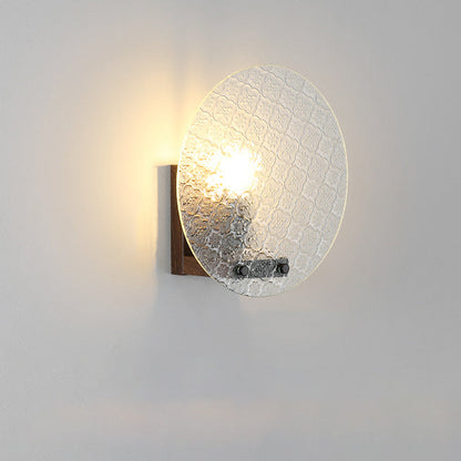 Japanese Shape Round Iron Glass 1-Light Wall Sconce Lamp